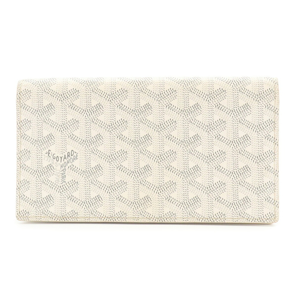 GOYARD Richelieu Bi-fold Long Wallet, Herringbone Pattern Leather, White/Gray